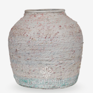 Handcrafted Textured White Paper Mache Pot